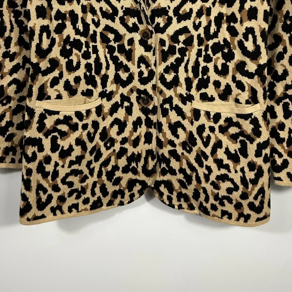 NEW J.Crew Factory Mob Wife Leopard Print Sweater Blazer Black/Brown/Tan Size S